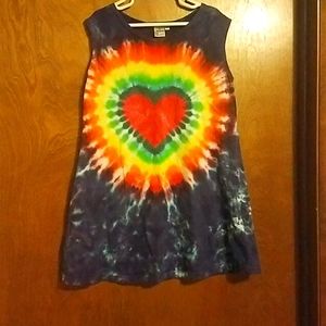 Rainbow Heart TieDye Sleeveless Dress M